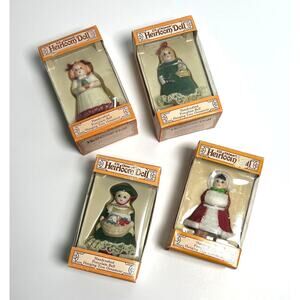 4 Vtg 80s Jasco L'il Chimers Christmas Ornament Bells Heirloom Dolls Porcelain